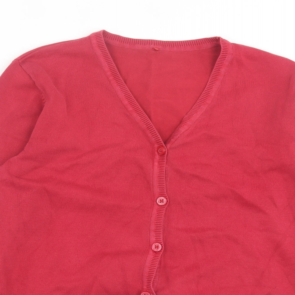 George Girls Red V-Neck  Cotton Cardigan Jumper Size 12-13 Years  Button - School Wear
