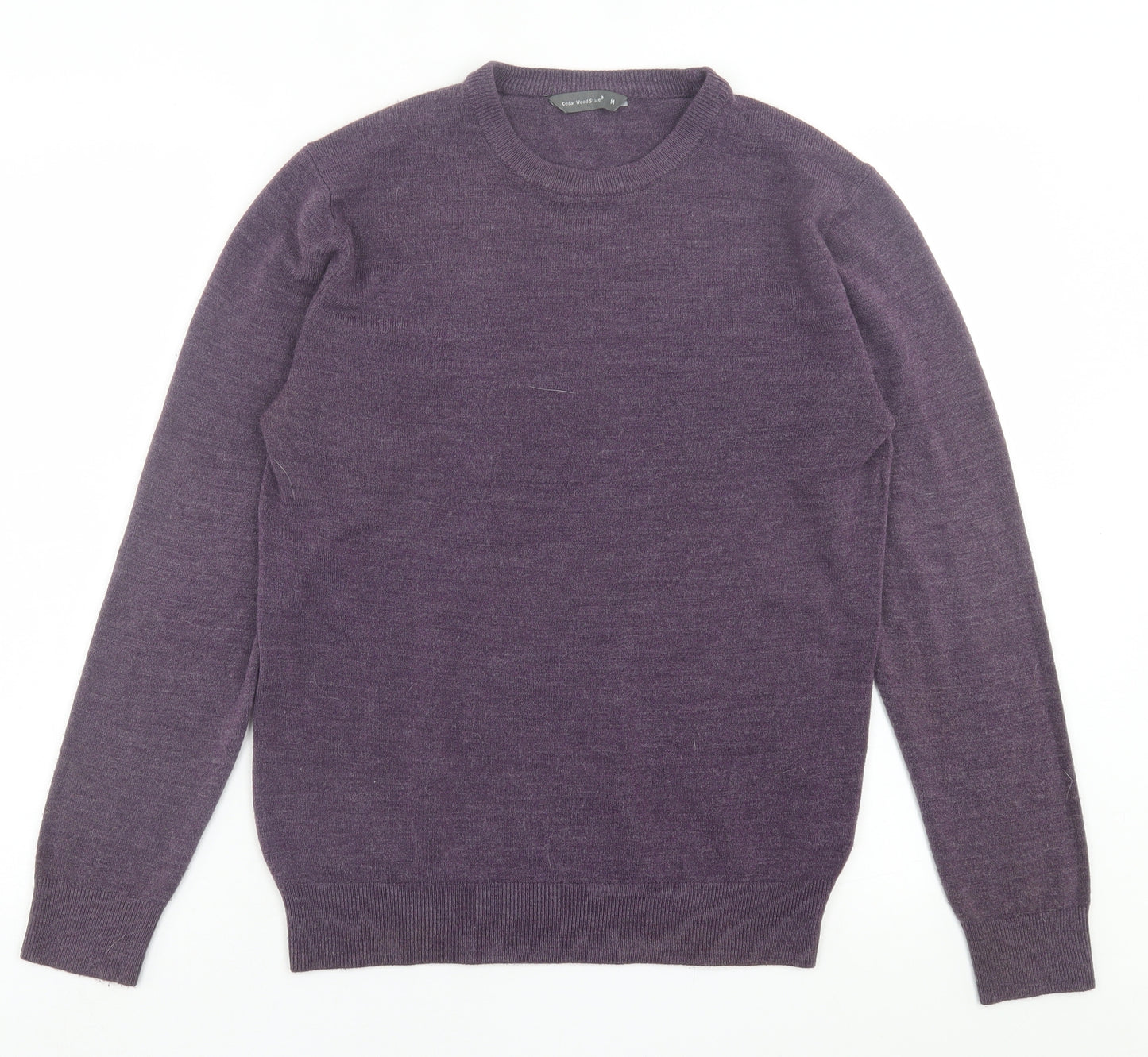 Cedar Wood State Mens Purple Crew Neck  Acrylic Pullover Jumper Size M