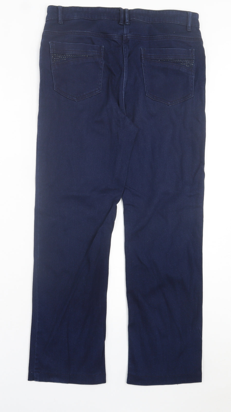 Marks and Spencer Womens Blue  Cotton Straight Jeans Size 12 L26 in Regular Button