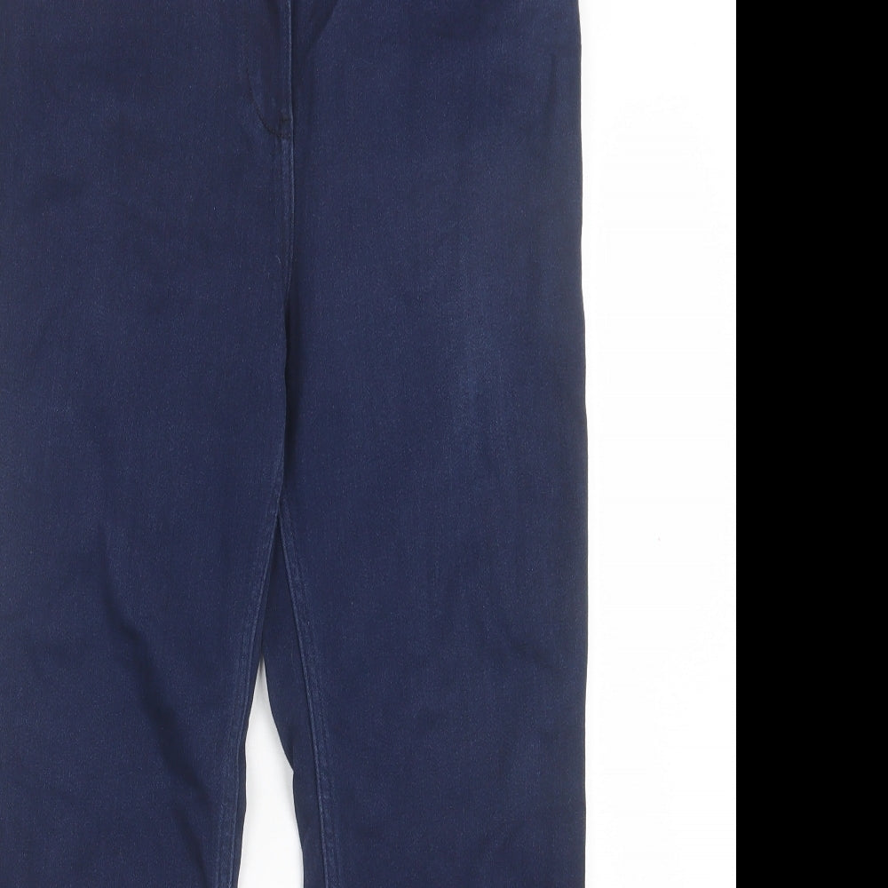 Marks and Spencer Womens Blue  Cotton Straight Jeans Size 12 L26 in Regular Button