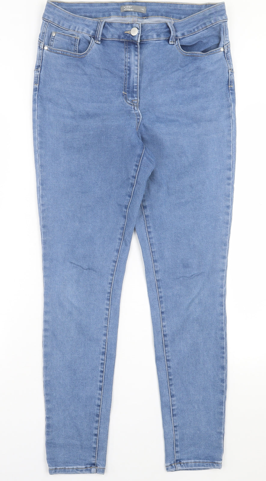 Nutmeg Womens Blue  Cotton Skinny Jeans Size 14 L30 in Regular Button - Super Shaper
