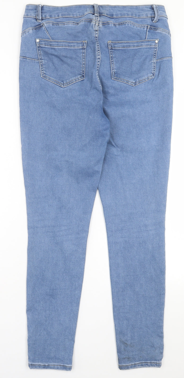 Nutmeg Womens Blue  Cotton Skinny Jeans Size 14 L30 in Regular Button - Super Shaper