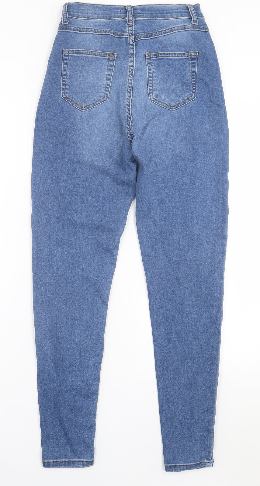 Boohoo Womens Blue  Cotton Skinny Jeans Size 10 L28 in Regular Button
