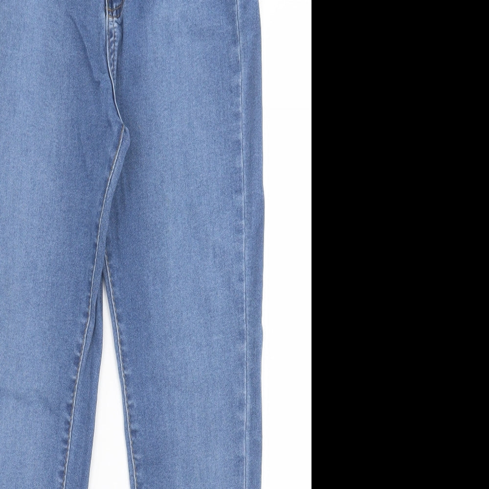 Boohoo Womens Blue  Cotton Skinny Jeans Size 10 L28 in Regular Button