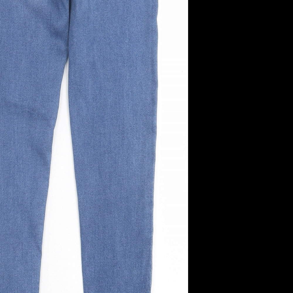 Boohoo Womens Blue  Cotton Skinny Jeans Size 10 L28 in Regular Button