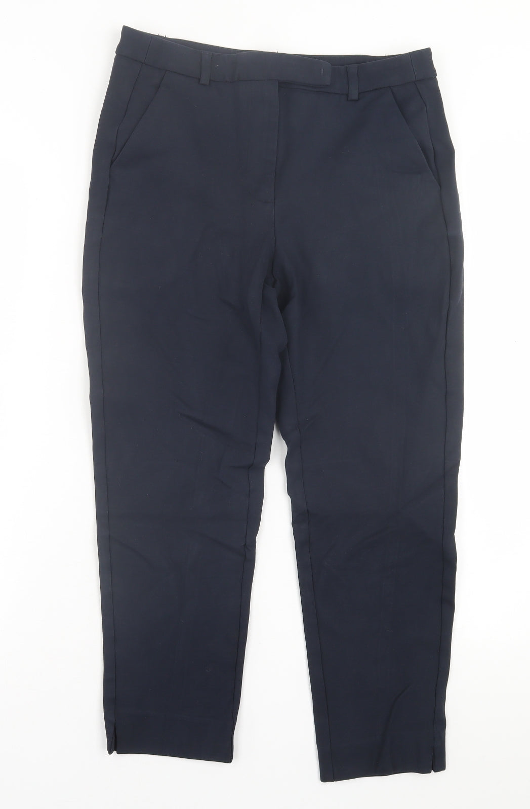 Marks and Spencer Womens Blue  Viscose Trousers  Size 10 L24 in Regular Hook & Eye