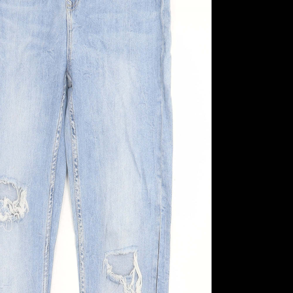 Zara Womens Blue  Cotton Straight Jeans Size 16 L28 in Regular Button