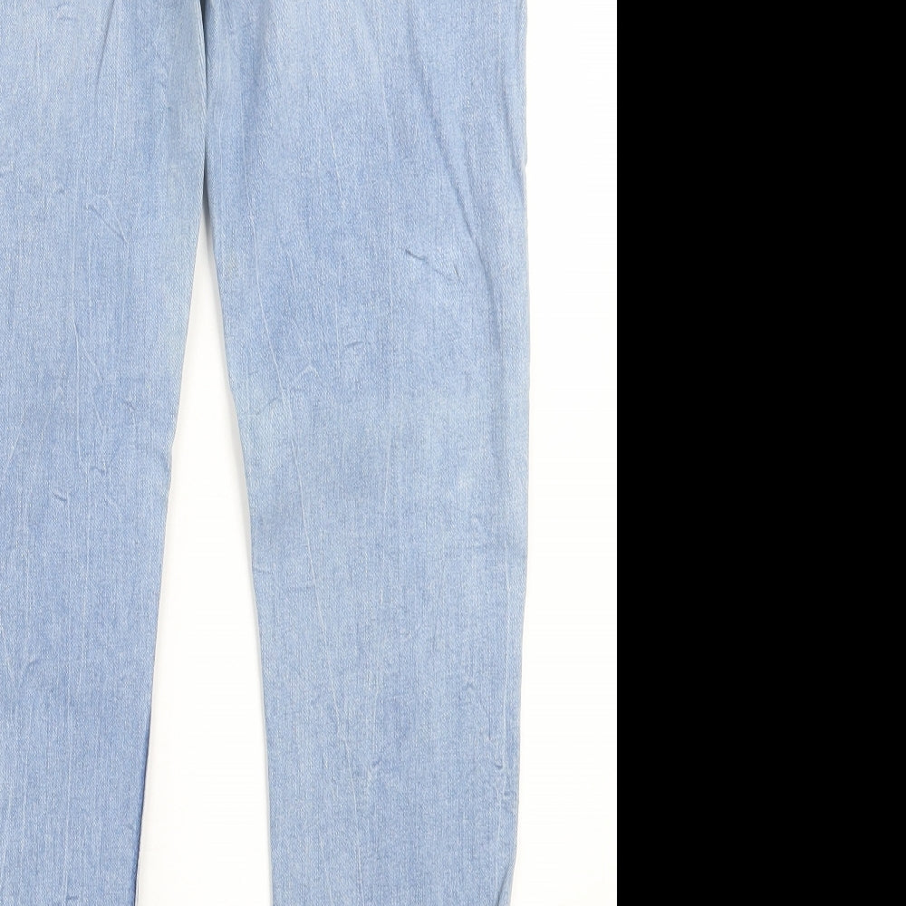 Zara Womens Blue  Cotton Straight Jeans Size 16 L28 in Regular Button