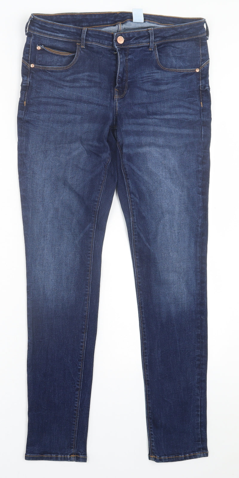 H&M Womens Blue  Cotton Straight Jeans Size 33 in L32 in Regular Button