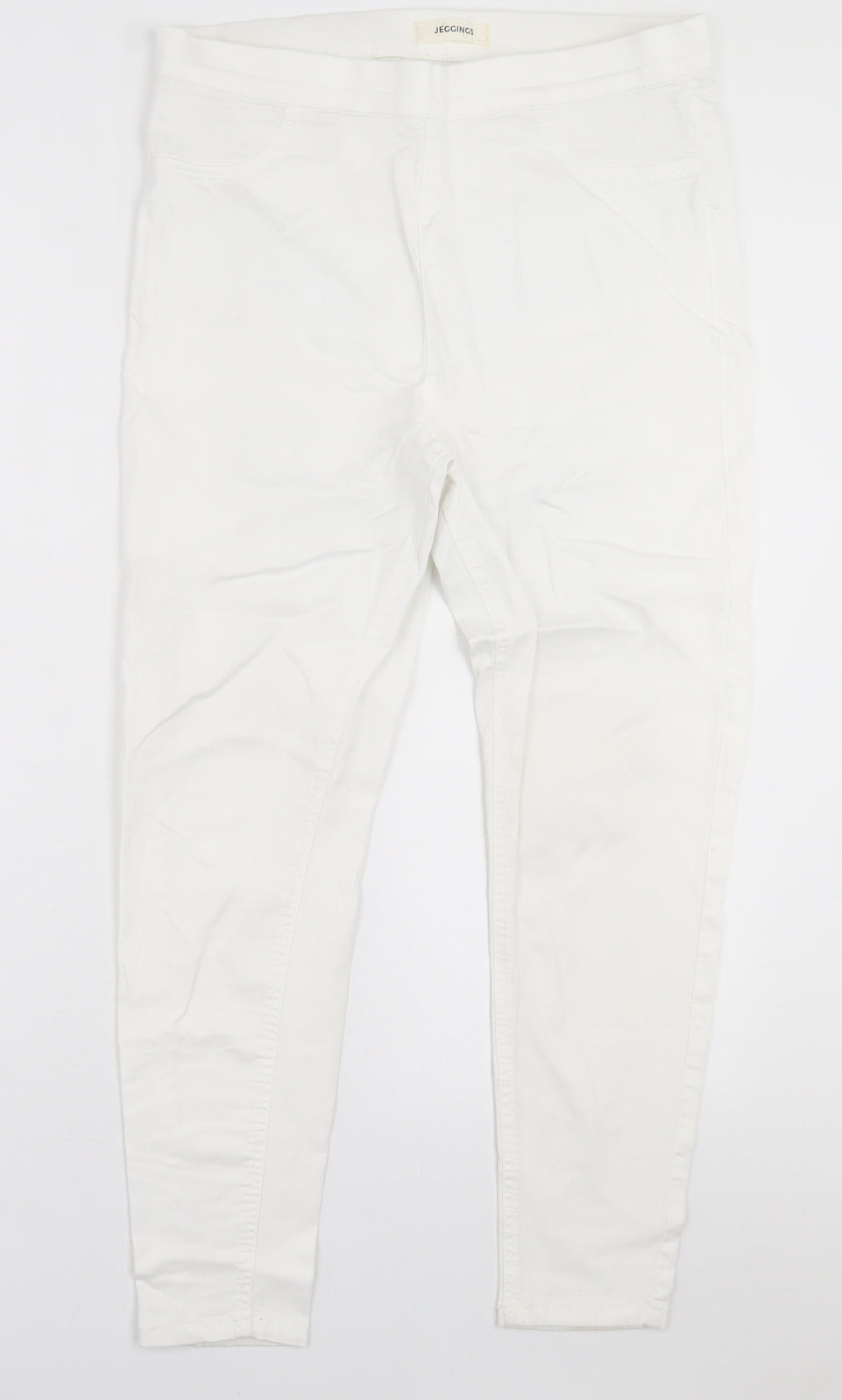 Marks and Spencer Womens White  Cotton Jegging Trousers Size 14 L26 in Regular