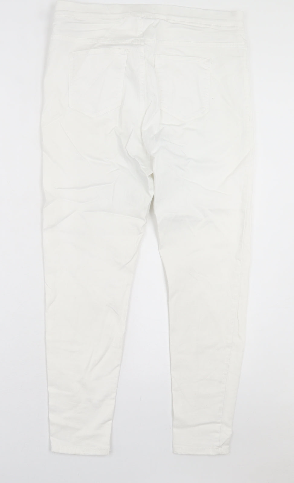 Marks and Spencer Womens White  Cotton Jegging Trousers Size 14 L26 in Regular