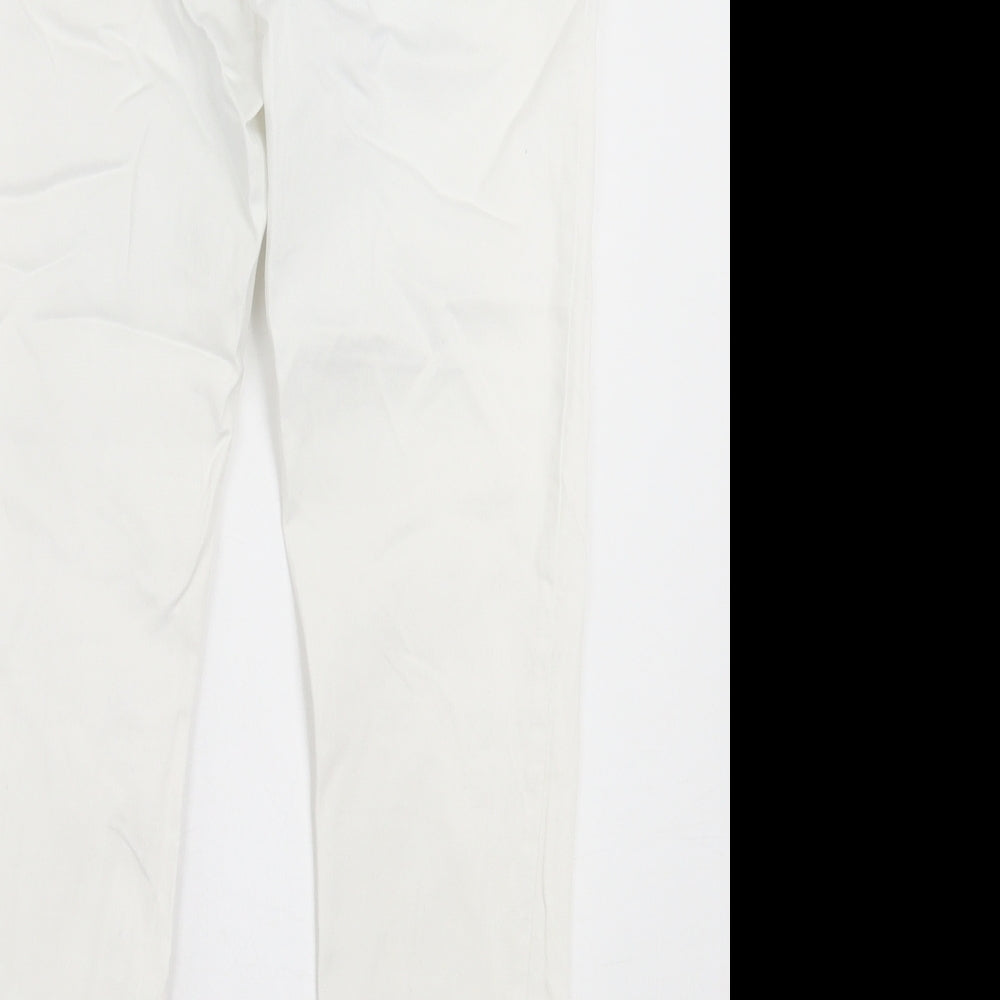 Marks and Spencer Womens White  Cotton Jegging Trousers Size 14 L26 in Regular