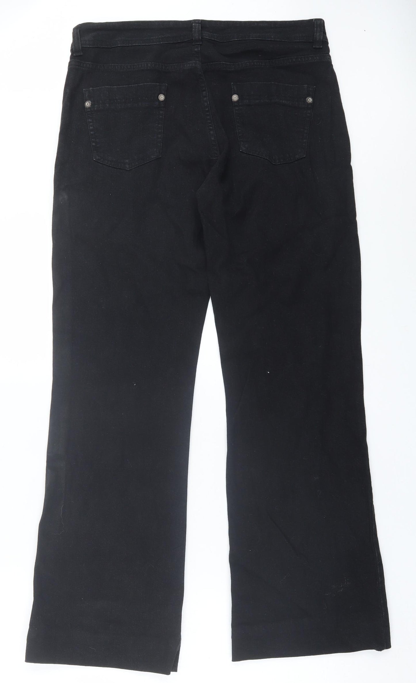 Papaya Womens Black  Cotton Straight Jeans Size 14 L30 in Regular Button