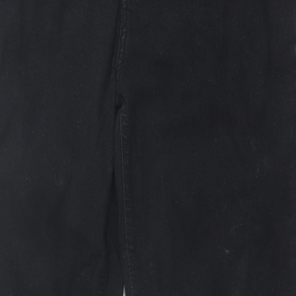 Papaya Womens Black  Cotton Straight Jeans Size 14 L30 in Regular Button