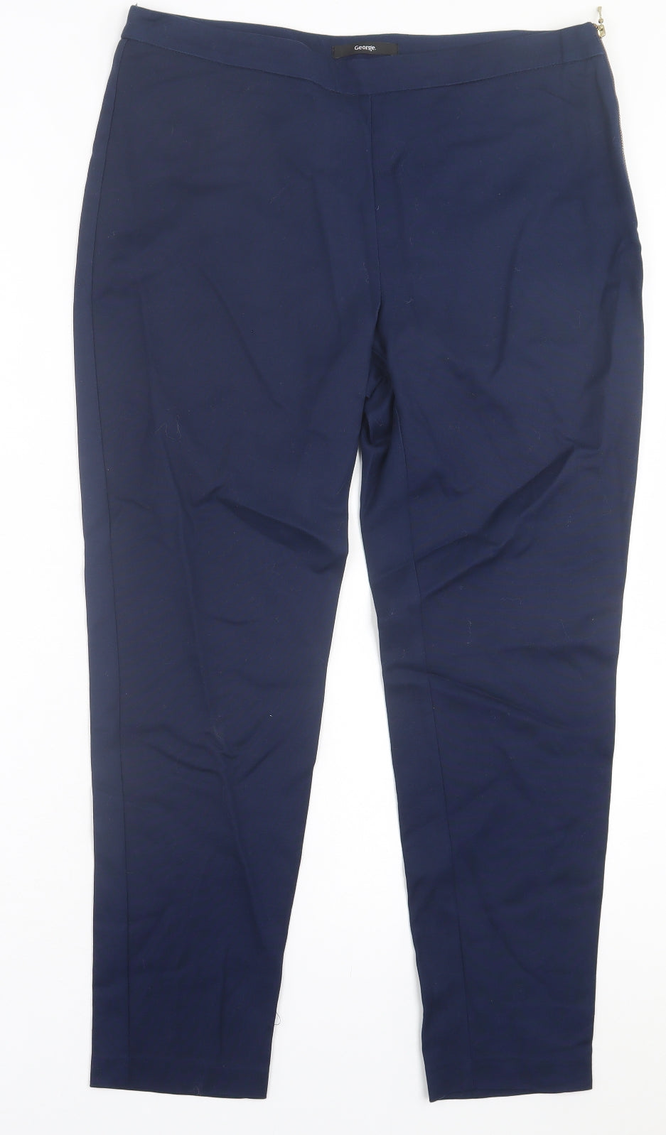 George Womens Blue  Cotton Trousers  Size 12 L27 in Regular Zip