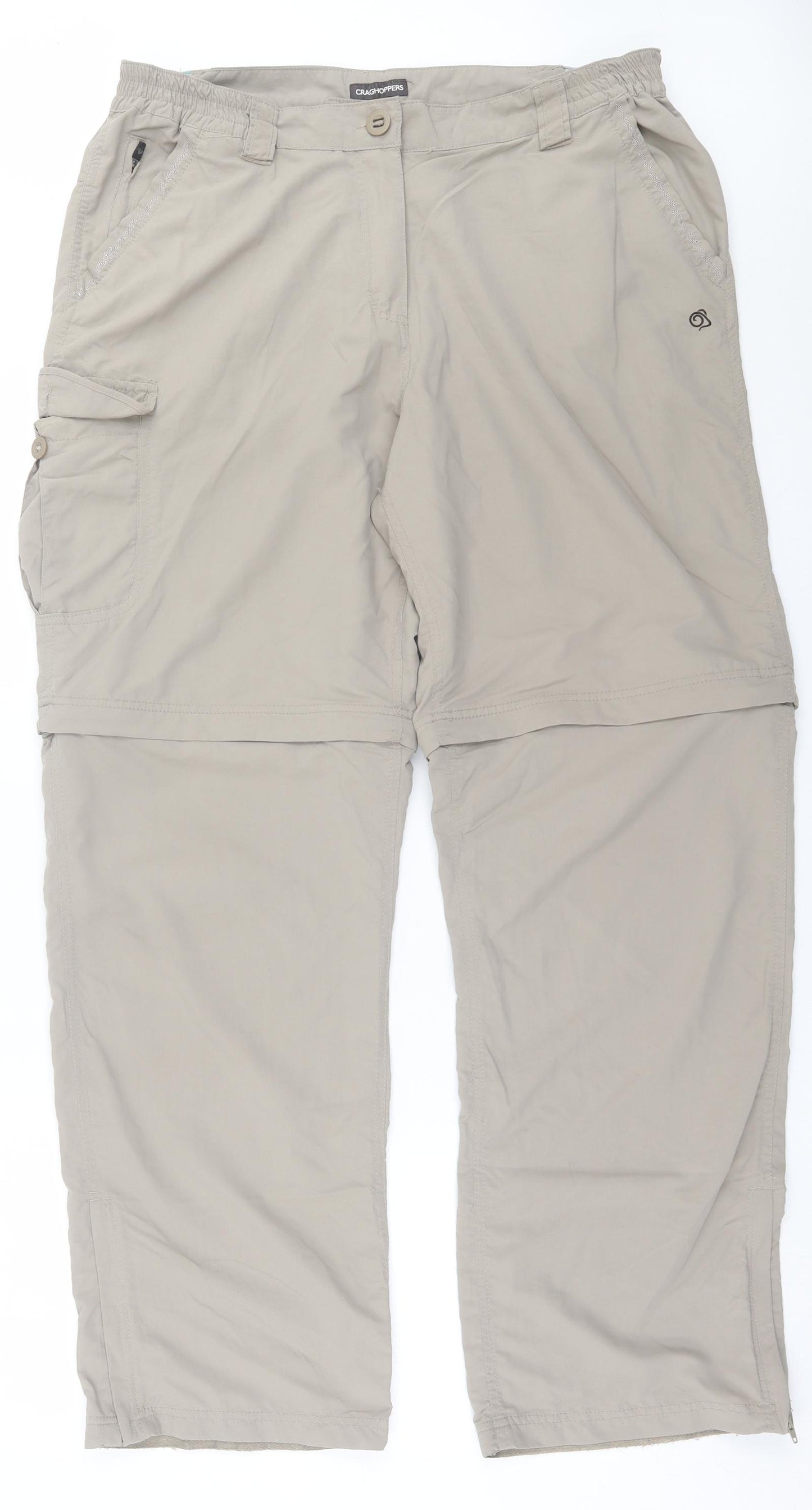 Craghoppers Womens Beige  Polyamide Cargo Trousers Size 18 L32 in Regular Button
