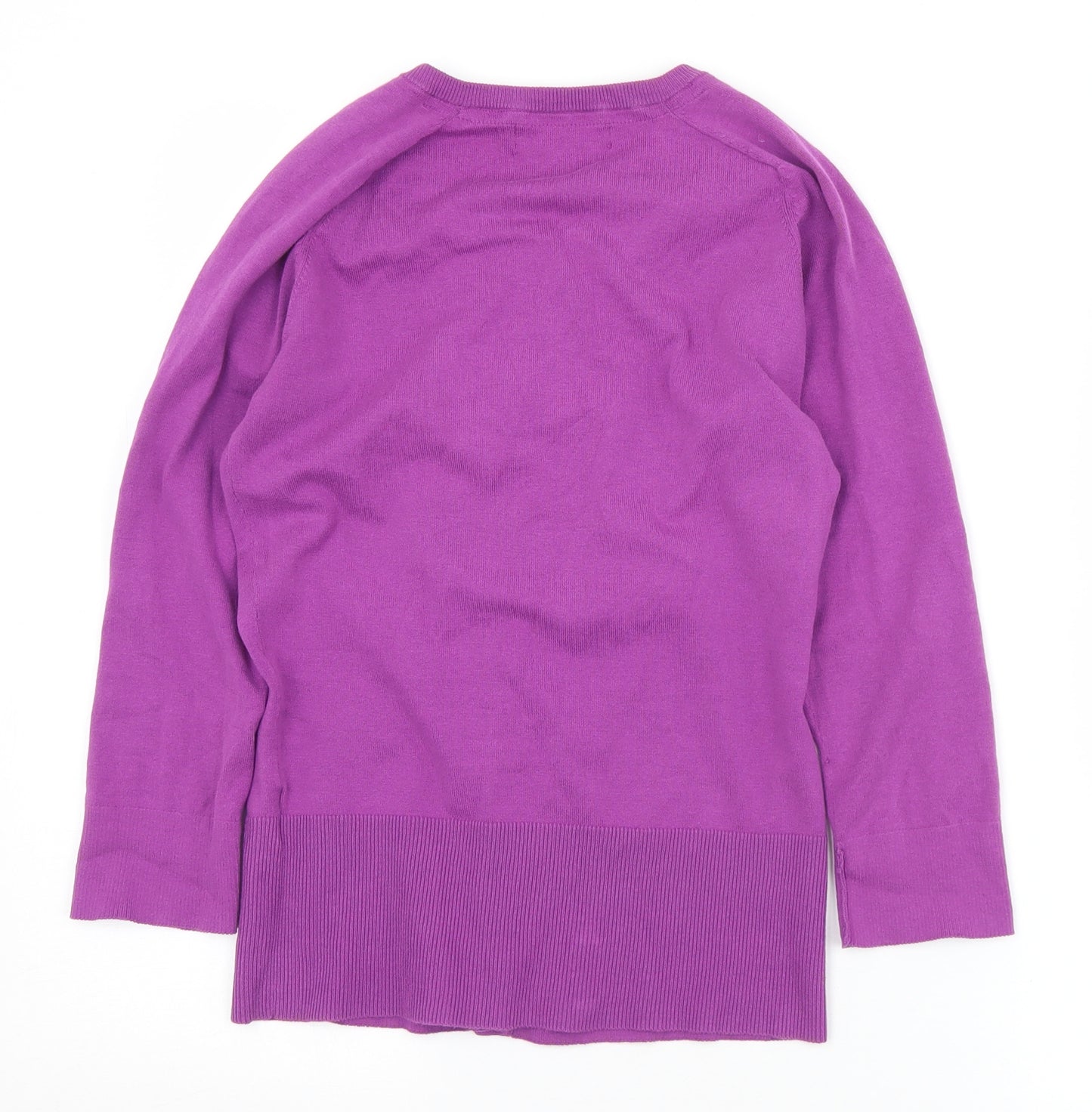 Monsoon Womens Purple Round Neck  Cotton Cardigan Jumper Size 8