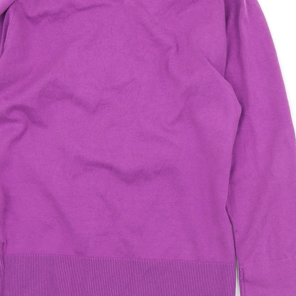 Monsoon Womens Purple Round Neck  Cotton Cardigan Jumper Size 8