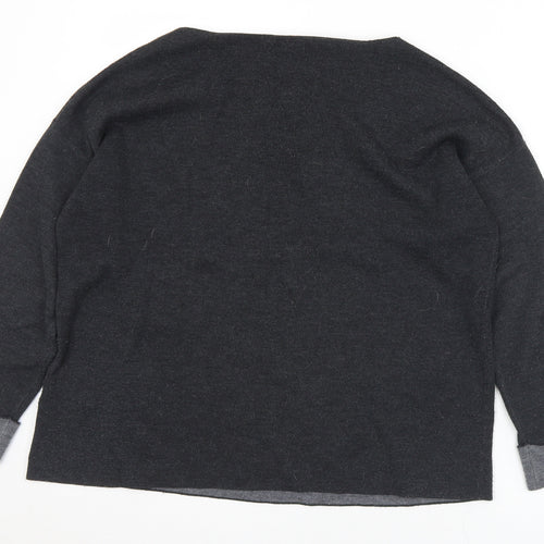 Basic Womens Black Boat Neck  Viscose Pullover Jumper Size S