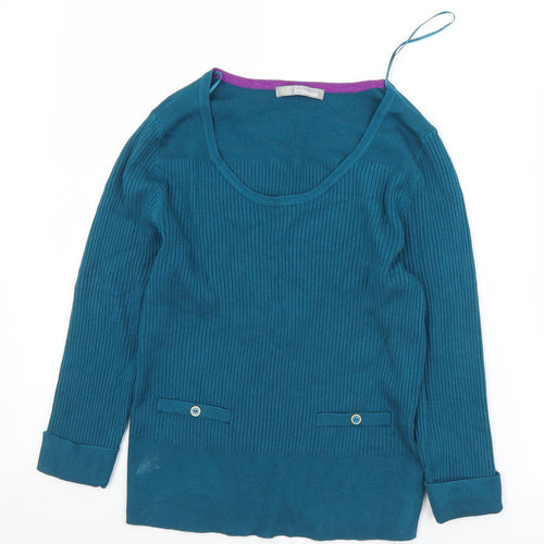 Marks and Spencer Womens Green Scoop Neck  Viscose Pullover Jumper Size 14