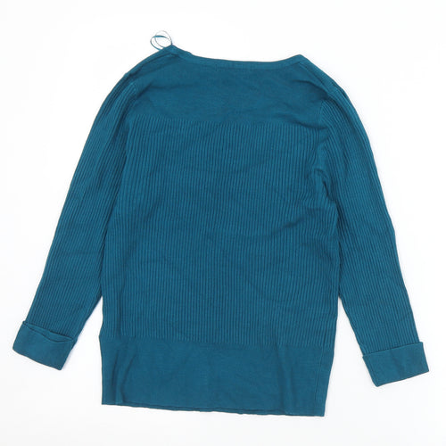 Marks and Spencer Womens Green Scoop Neck  Viscose Pullover Jumper Size 14
