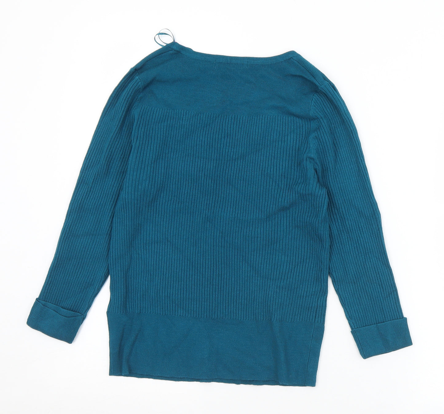 Marks and Spencer Womens Green Scoop Neck  Viscose Pullover Jumper Size 14