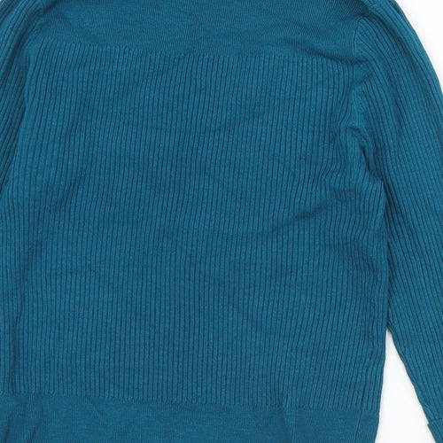 Marks and Spencer Womens Green Scoop Neck  Viscose Pullover Jumper Size 14