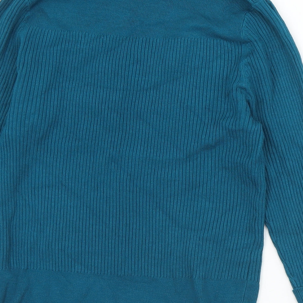 Marks and Spencer Womens Green Scoop Neck  Viscose Pullover Jumper Size 14