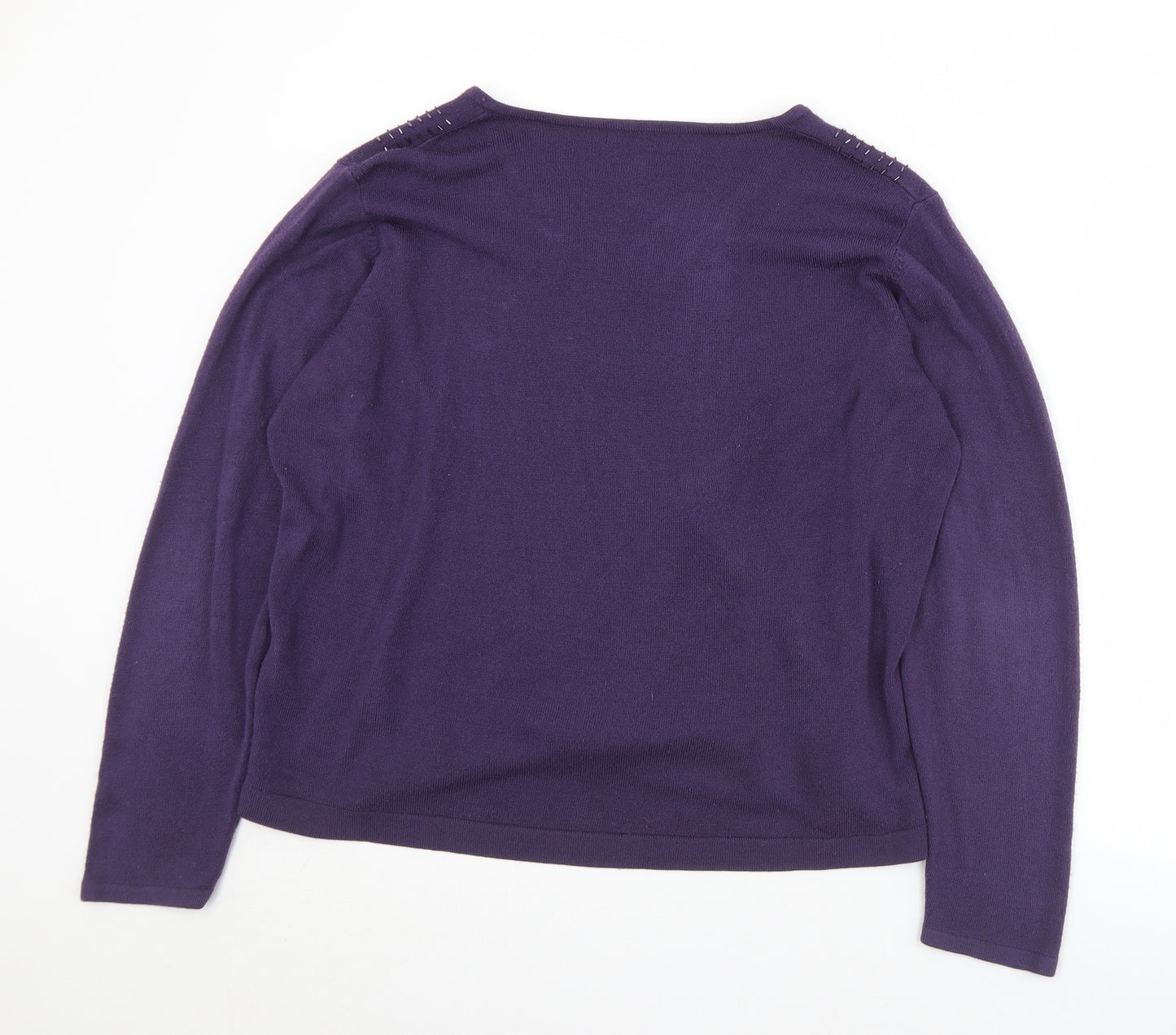 BM Womens Purple V-Neck  Acrylic Pullover Jumper Size XL