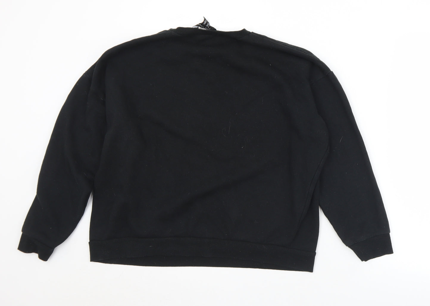 New Look Womens Black  Cotton Pullover Sweatshirt Size M   - Happy