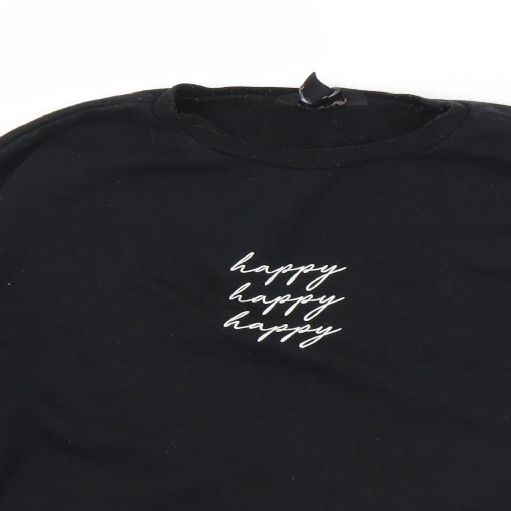 New Look Womens Black  Cotton Pullover Sweatshirt Size M   - Happy