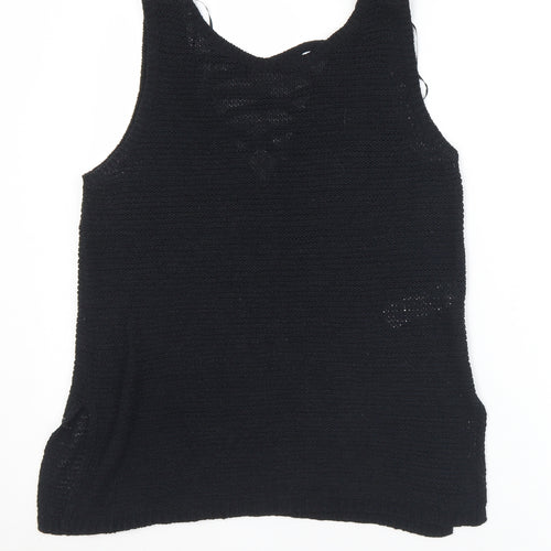 New Look Womens Black V-Neck  Acrylic Vest Jumper Size 8