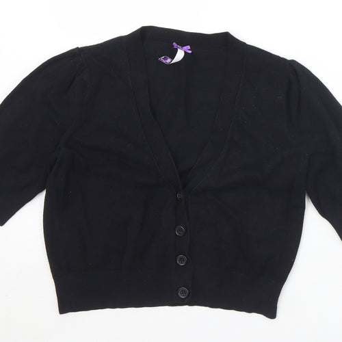 BHS Womens Black V-Neck  Viscose Cardigan Jumper Size 10