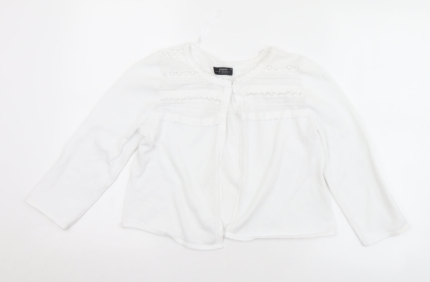 Papaya Womens White Round Neck  Cotton Cardigan Jumper Size 10