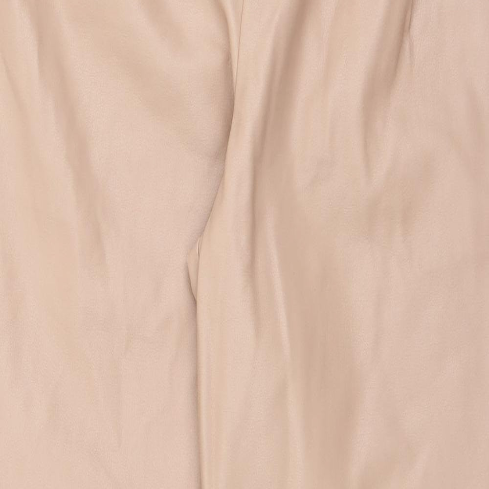 River Island Womens Pink  Polyurethane Trousers  Size 12 L29 in Regular