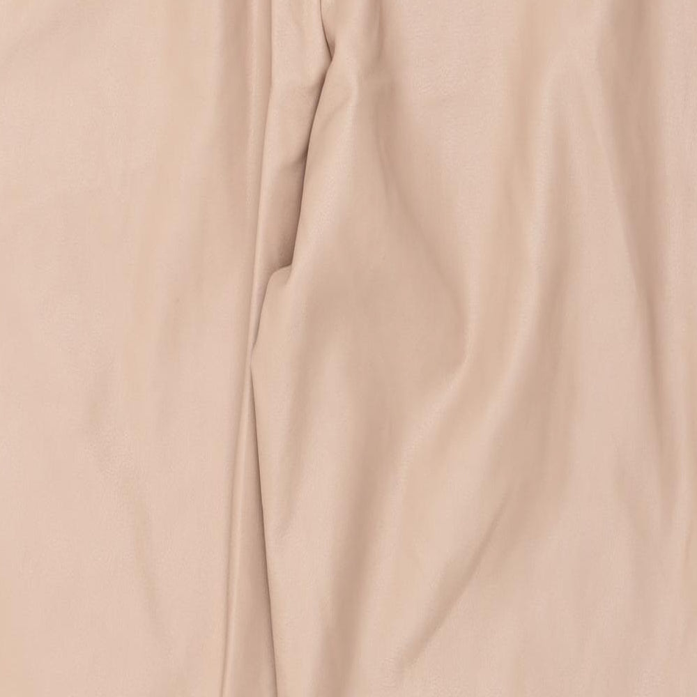 River Island Womens Pink  Polyurethane Trousers  Size 12 L29 in Regular