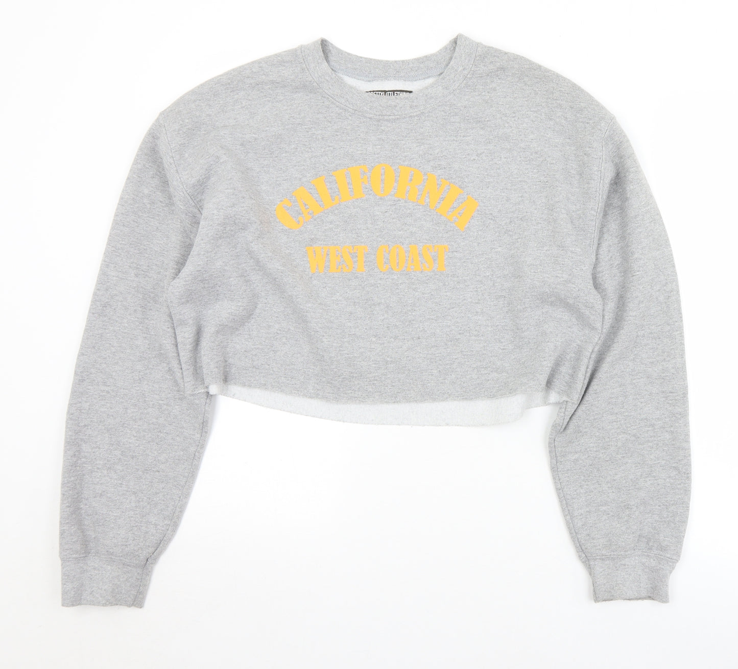 PRETTYLITTLETHING Womens Grey  Cotton Pullover Sweatshirt Size S   - Cropped. California