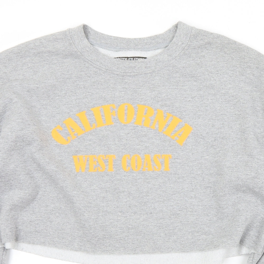 PRETTYLITTLETHING Womens Grey  Cotton Pullover Sweatshirt Size S   - Cropped. California