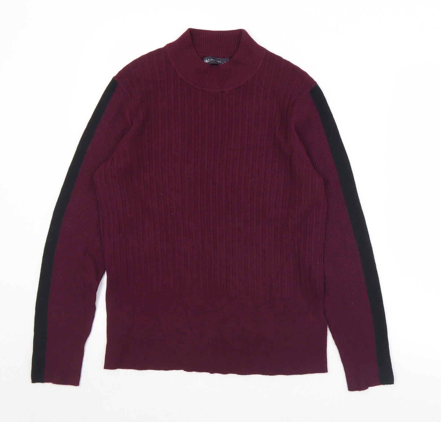 Marks and Spencer Womens Purple Mock Neck  Viscose Pullover Jumper Size 16