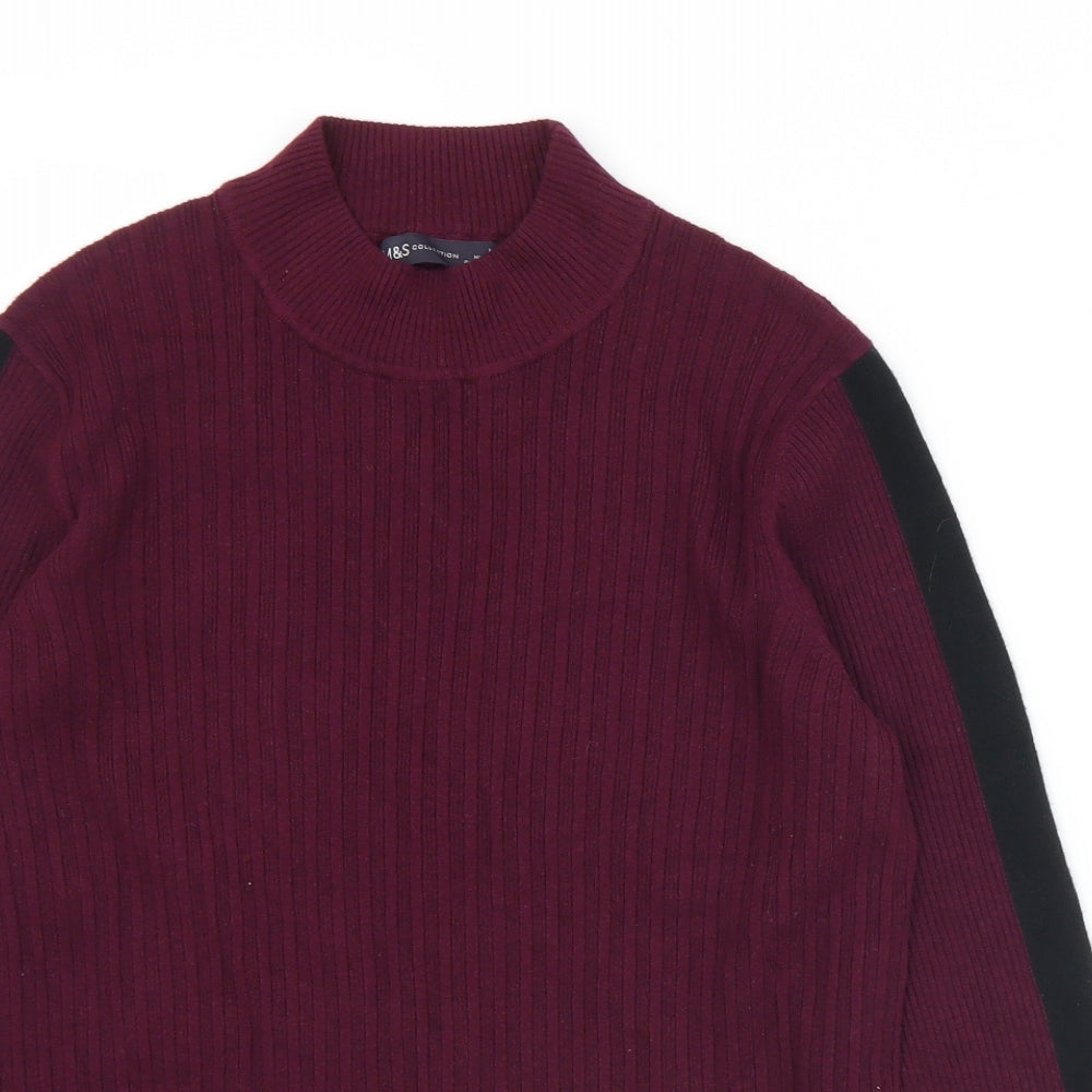 Marks and Spencer Womens Purple Mock Neck  Viscose Pullover Jumper Size 16