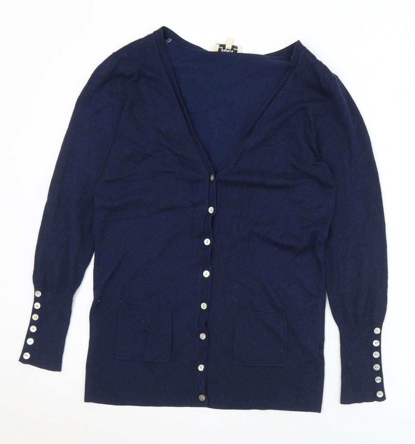 Matalan Womens Blue V-Neck  Viscose Cardigan Jumper Size 10