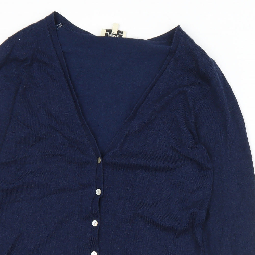 Matalan Womens Blue V-Neck  Viscose Cardigan Jumper Size 10