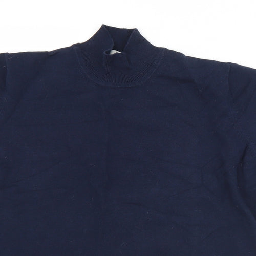 Micha Womens Blue Mock Neck  Cotton Pullover Jumper Size 14