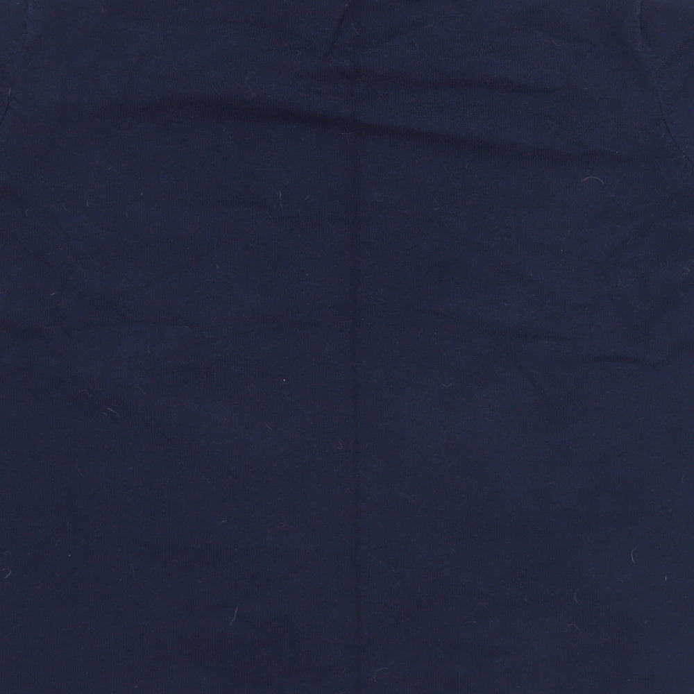 Micha Womens Blue Mock Neck  Cotton Pullover Jumper Size 14