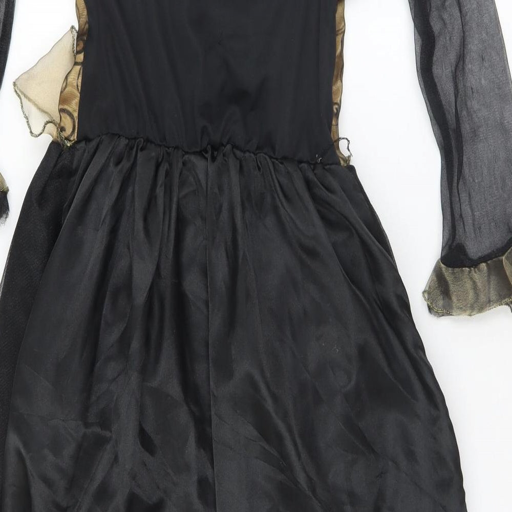 TU Girls Black Geometric Polyester Fit & Flare  Size 8-9 Years  Square Neck  - Fancy Dress. 8-10 Years