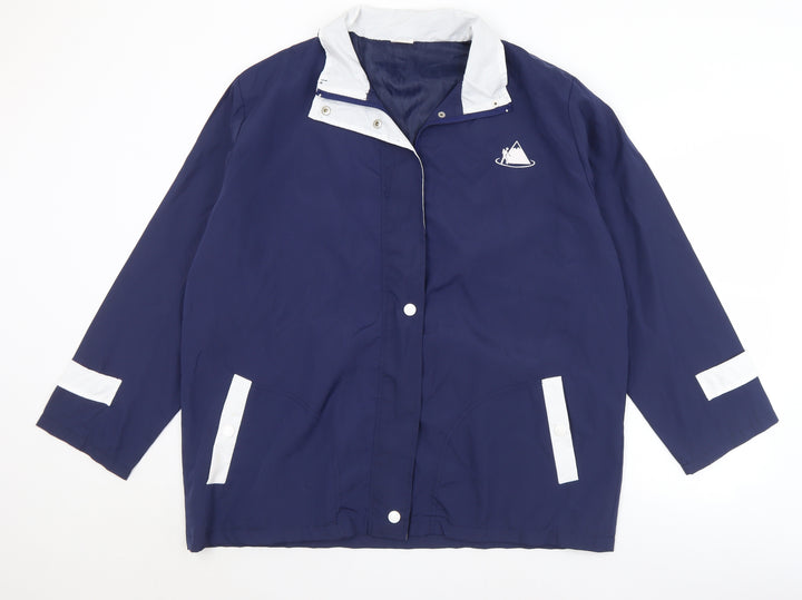 Anne De Lancay Womens Blue Windbreaker Coat Size 18 Zip - 18/20