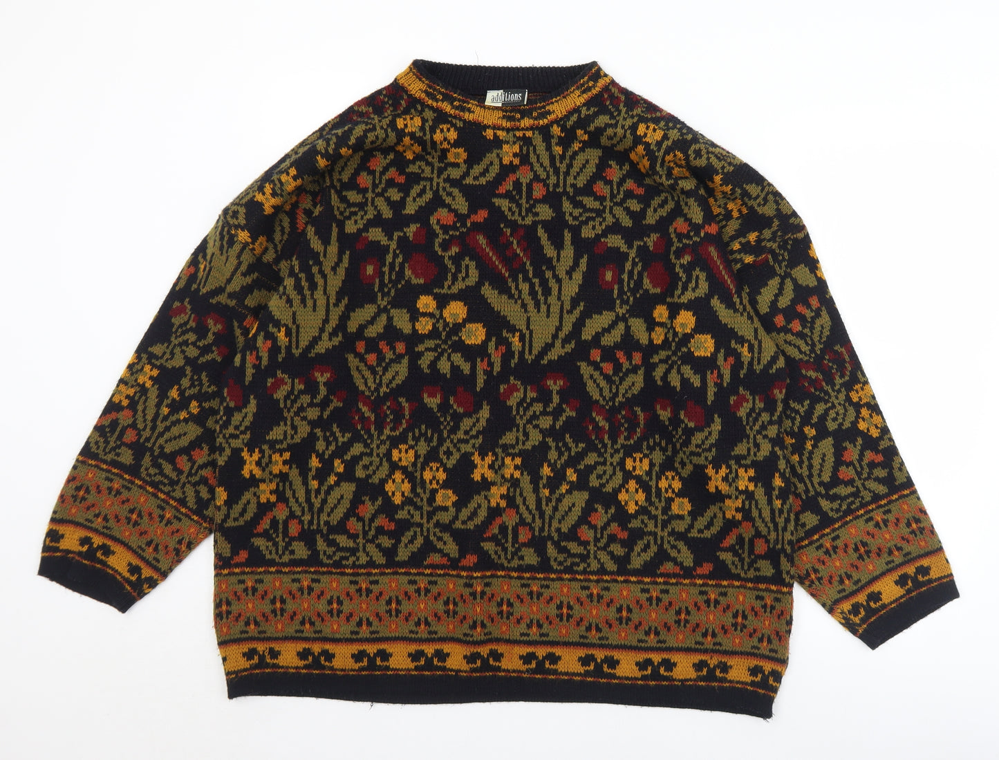 Additions Womens Multicoloured Crew Neck Floral Acrylic Pullover Jumper Size 20   - 20/22
