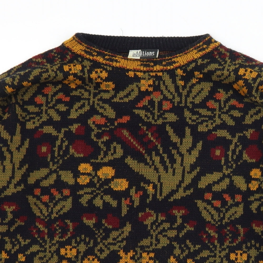 Additions Womens Multicoloured Crew Neck Floral Acrylic Pullover Jumper Size 20   - 20/22