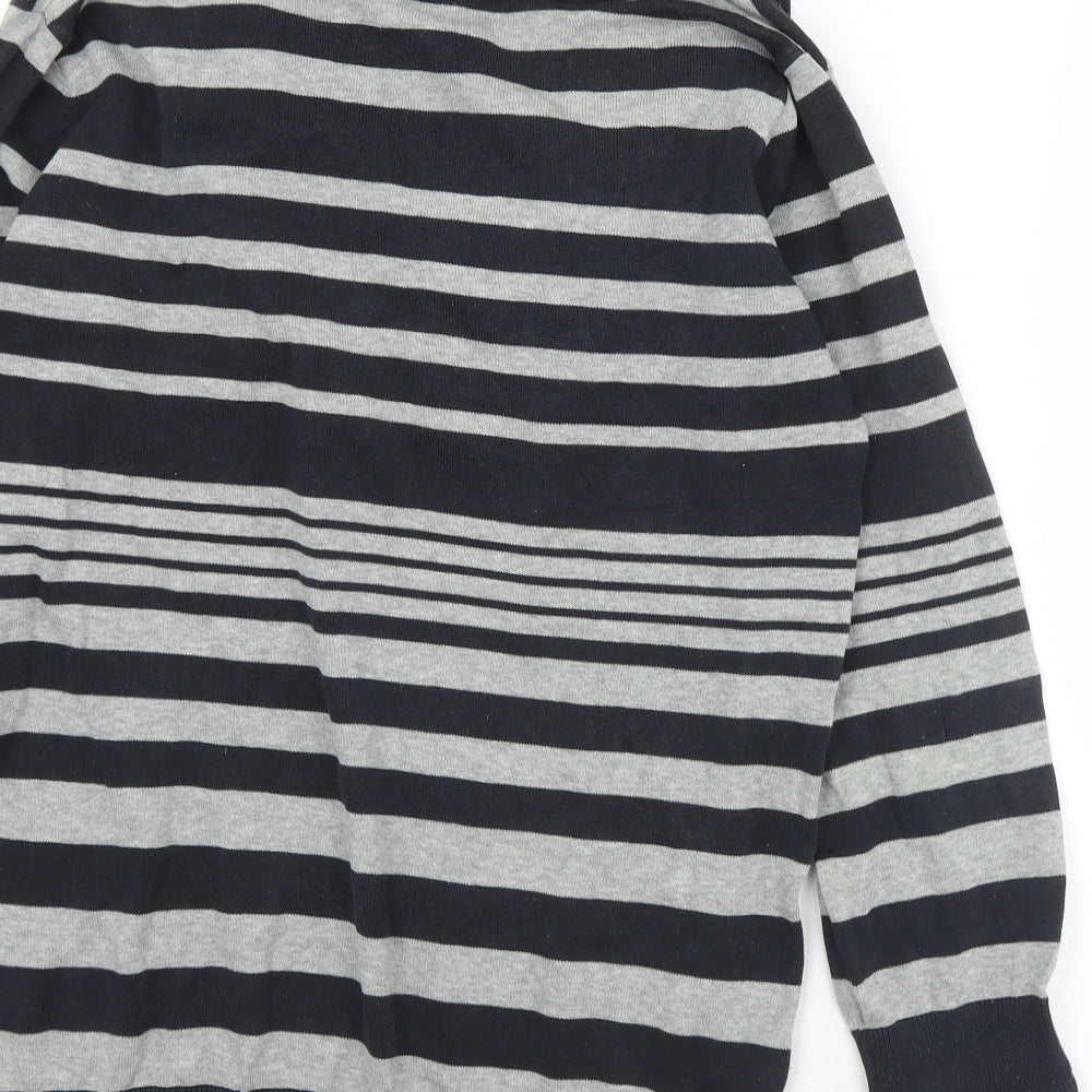HEINE Womens Black Cowl Neck Striped Cotton Pullover Jumper Size 16