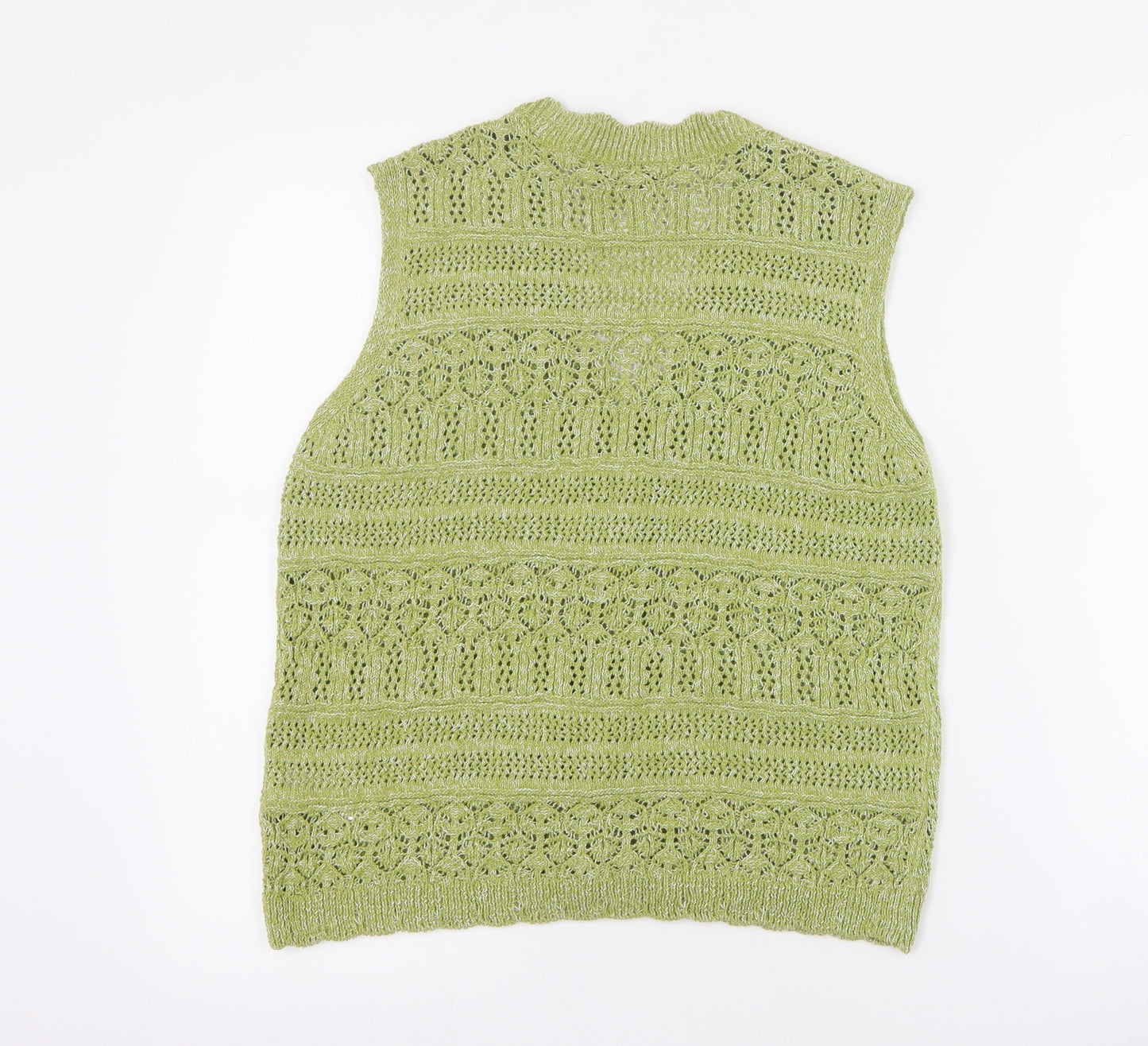 Marks and Spencer Womens Green V-Neck  Cotton Vest Jumper Size S